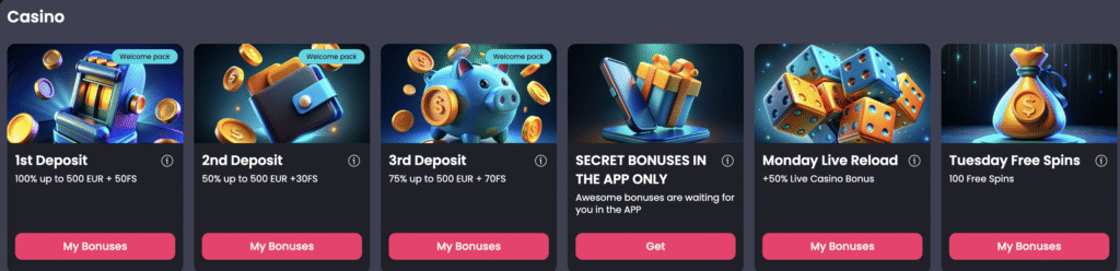 tip top casino bonuses